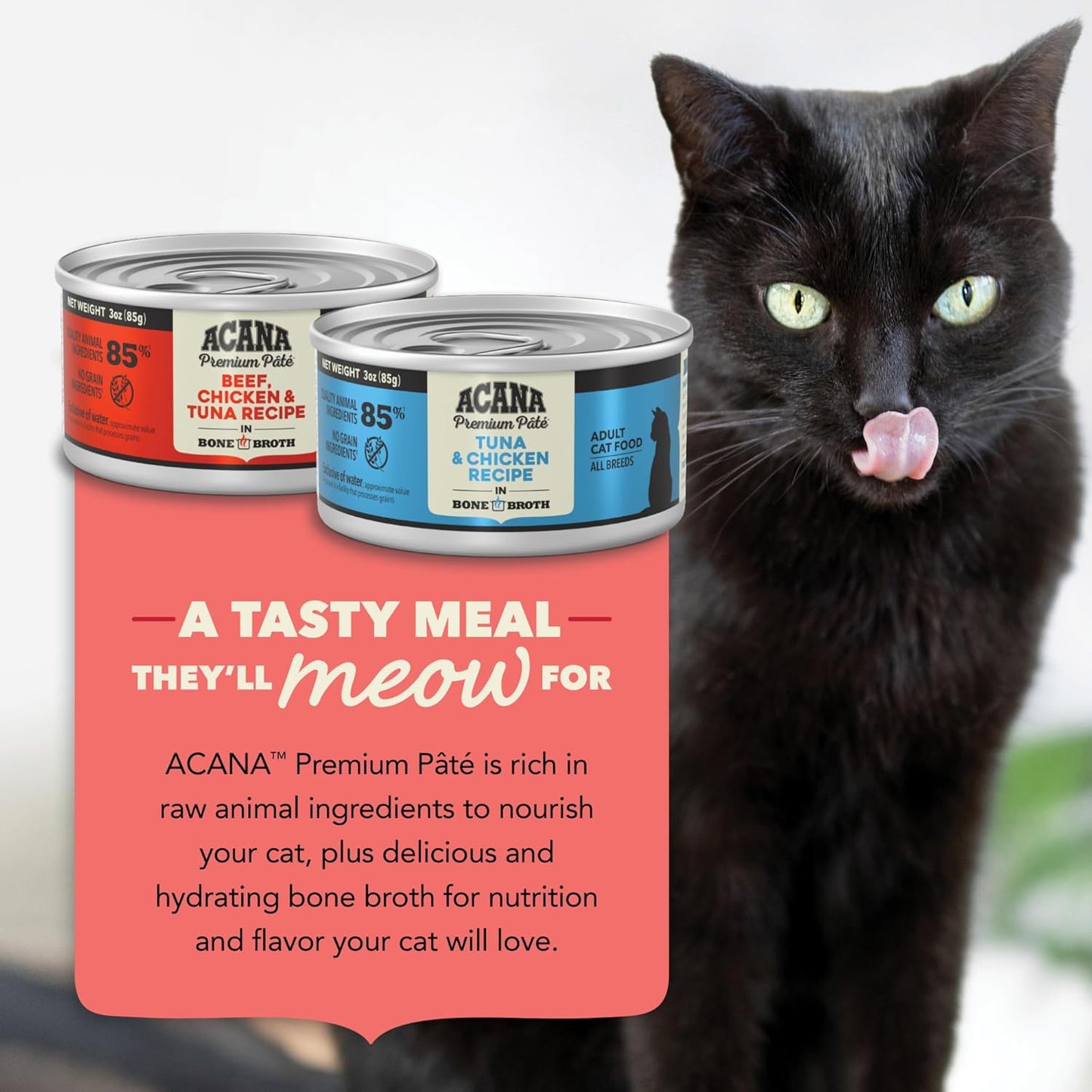 Premium Pate Wet Cat Food in Bone Broth Variety Pack: Surf and Turf – Beef Chicken & Tuna + Tuna & Chicken Recipes 3Oz Cans (12 Count, 6 of Each)