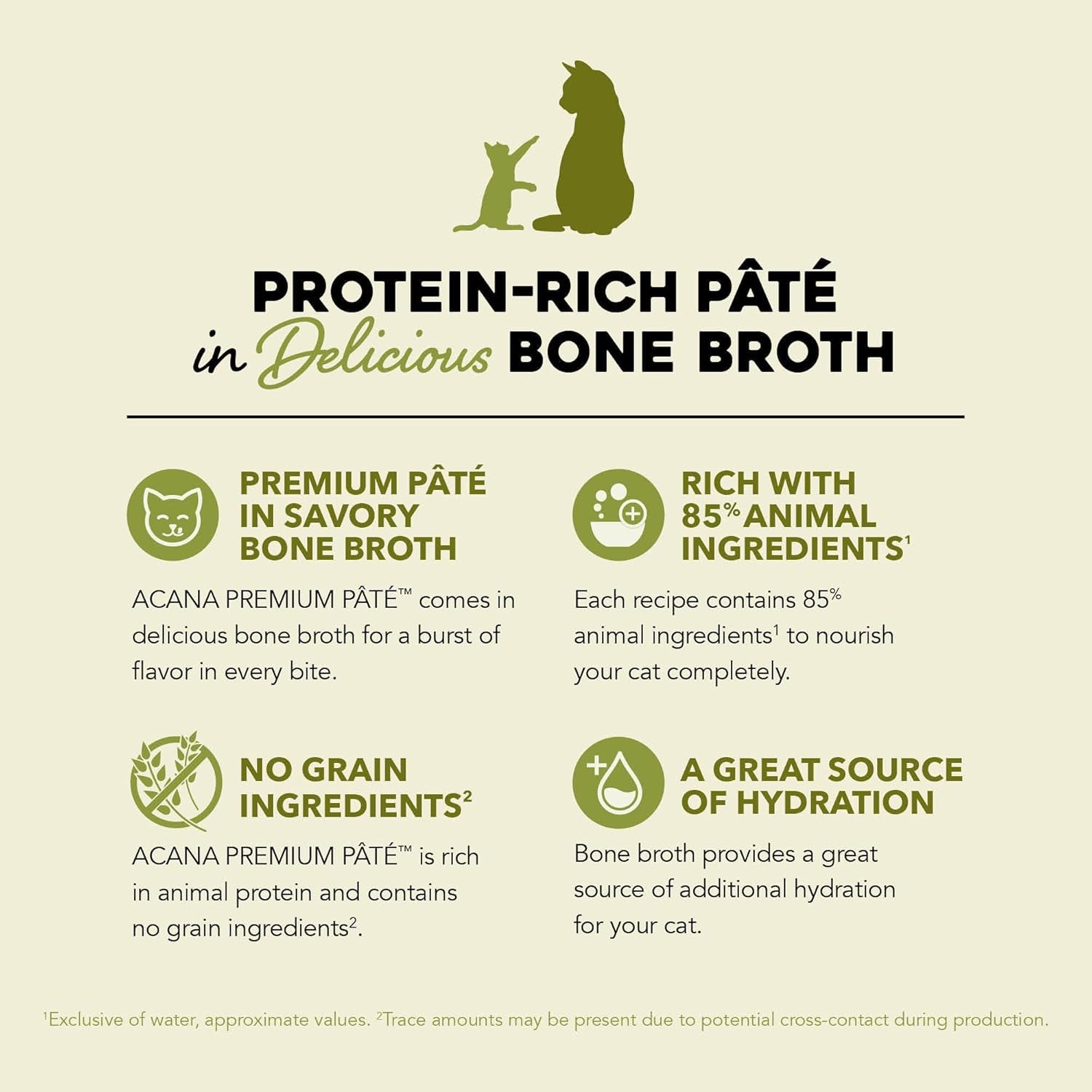 Premium Pate Wet Cat Food in Bone Broth Variety Pack: Beef Chicken & Tuna + Lamb 3Oz Cans (12 Count, 6 of Each)