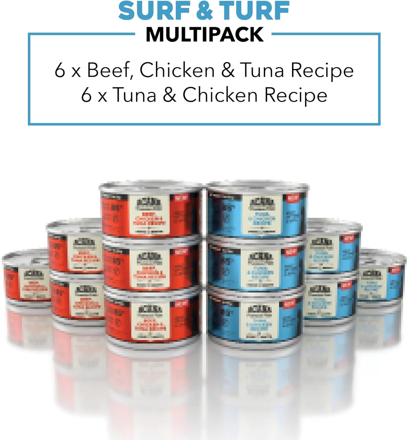 Premium Pate Wet Cat Food in Bone Broth Variety Pack: Surf and Turf – Beef Chicken & Tuna + Tuna & Chicken Recipes 3Oz Cans (12 Count, 6 of Each)