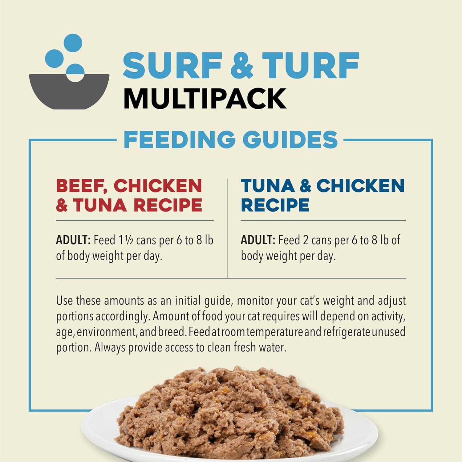 Premium Pate Wet Cat Food in Bone Broth Variety Pack: Surf and Turf – Beef Chicken & Tuna + Tuna & Chicken Recipes 3Oz Cans (12 Count, 6 of Each)