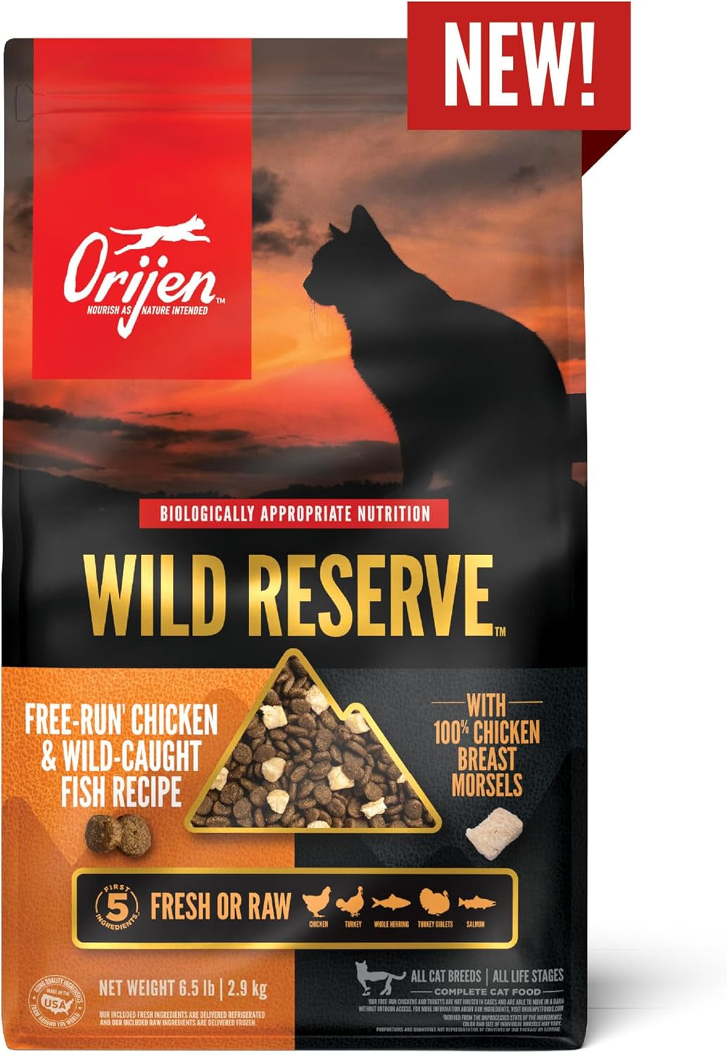 Wild Reserve Dry Cat Food Free-Run Chicken & Wild-Caught Fish Recipe 6.5Lb Bag