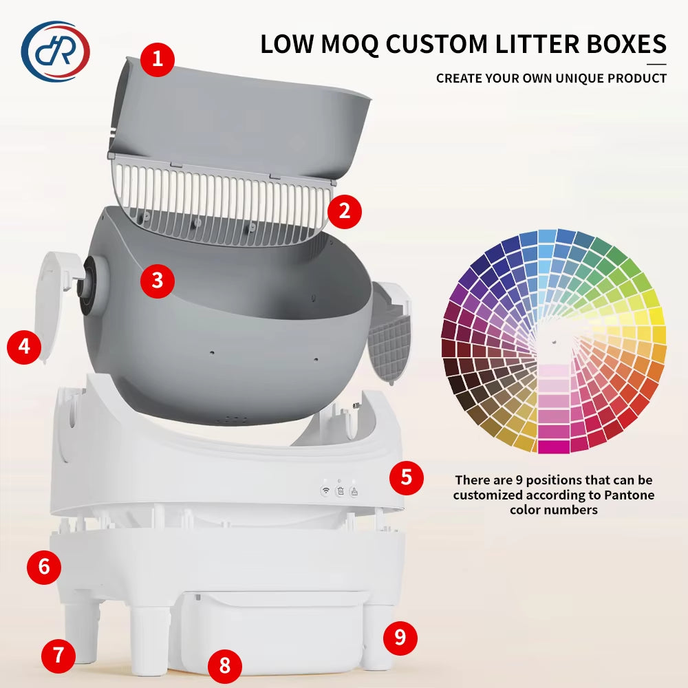 OKKPETS New Design Automatic Cat Litter Box APP Control Dual Safety Sensors Self Cleaning Litter Box with Open-Top Design