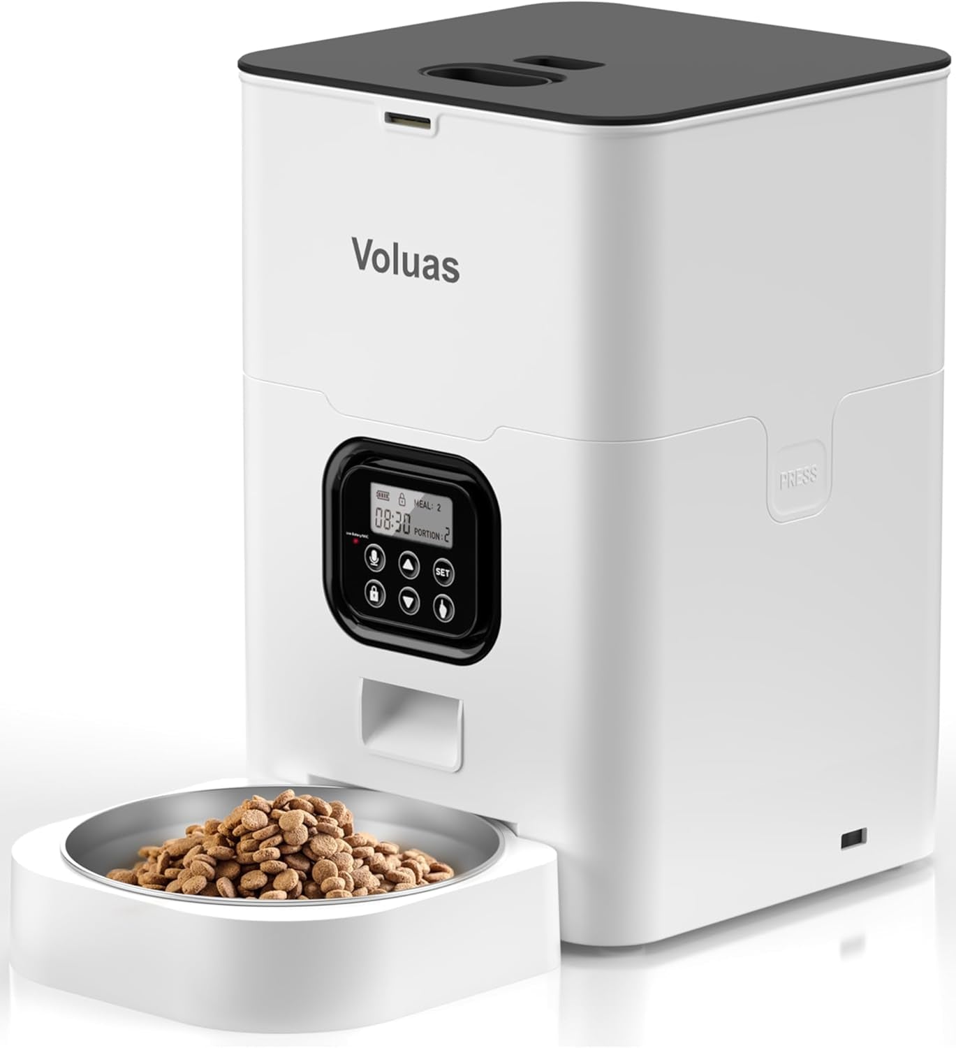 Automatic Pet Feeder - Programmable Timed Dispenser for Cats and Dogs with Portion Control, 4 Meal Settings, and Voice Recording Function