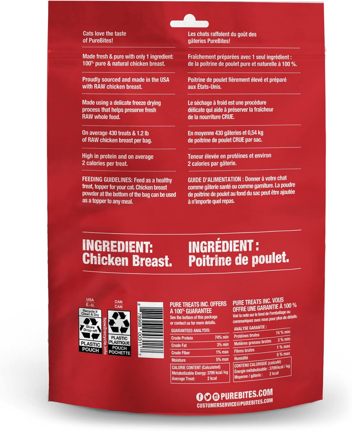 Chicken Freeze Dried Cat Treats, 1 Ingredient, Made in USA, 5.5Oz