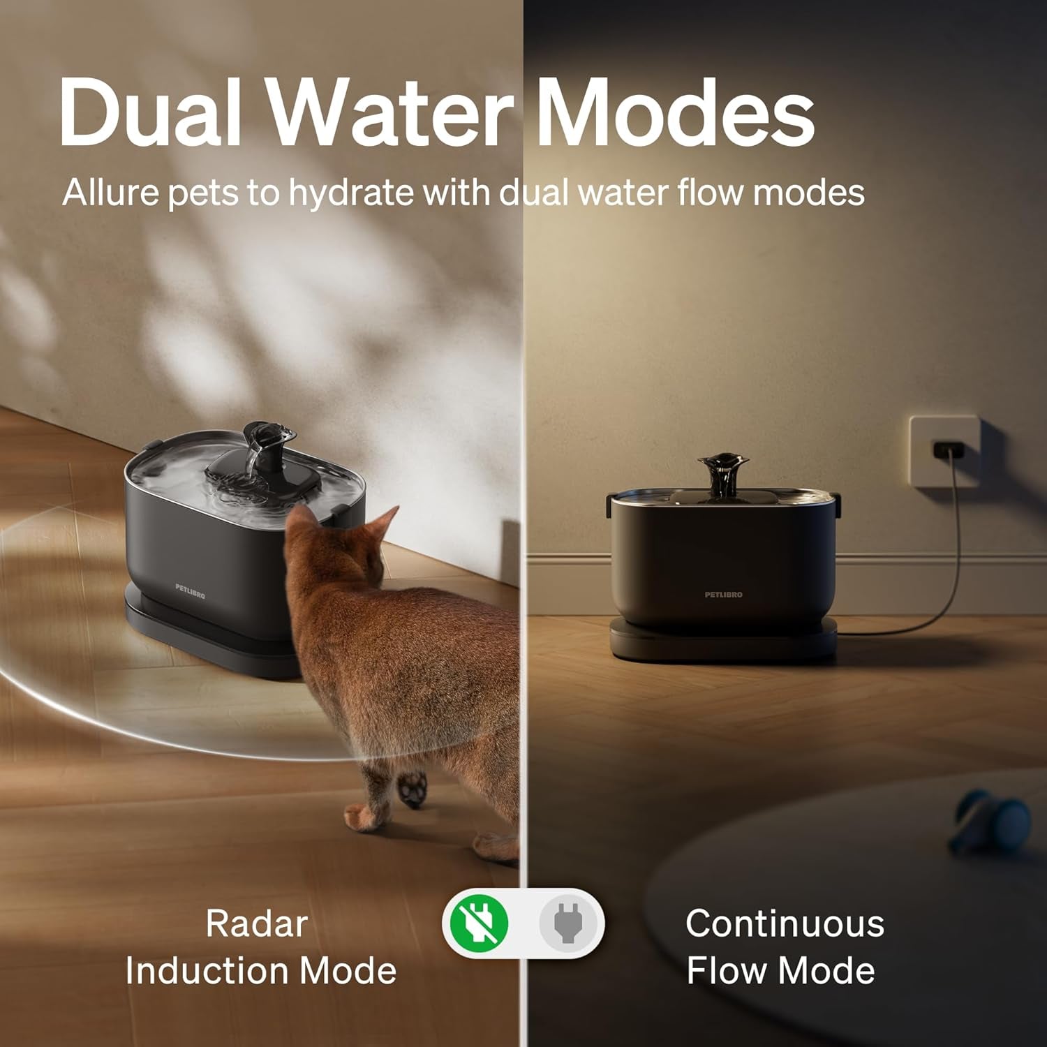 Cordless Cat Water Fountain - 2.5L Battery Operated Indoor Water Dispenser with Stainless Steel Tray, BPA-Free and Easy to Clean