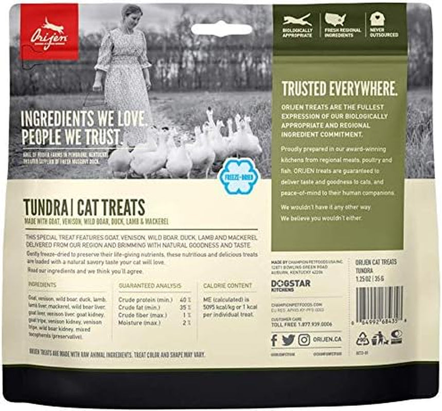 3 Pack of Tundra Cat Treats, 1.25 Ounces Each, Freeze-Dried, Grain-Free, Made in the USA