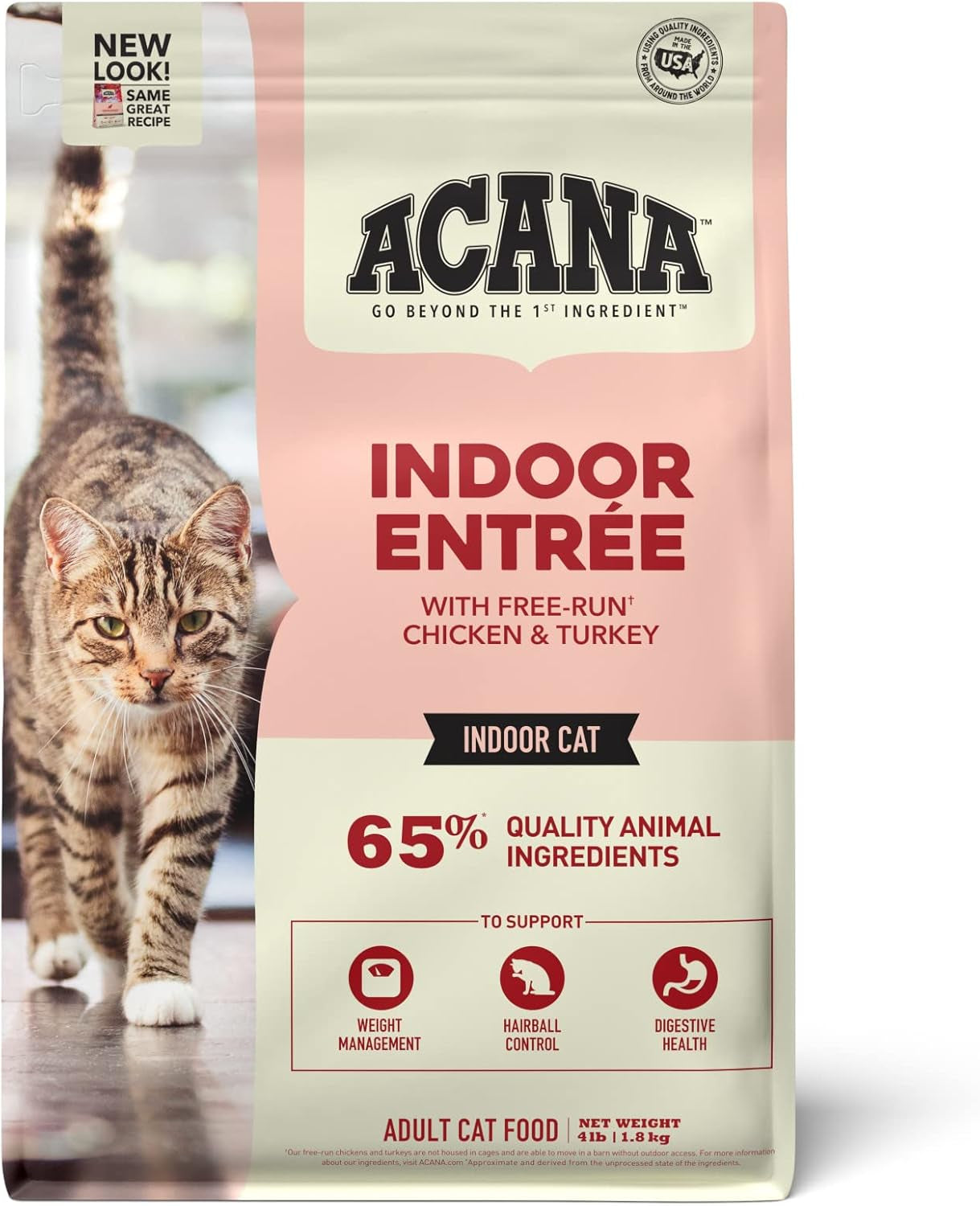 Indoor Entree Dry Cat Food, Free Run Chicken and Turkey Recipe, 4 Lb