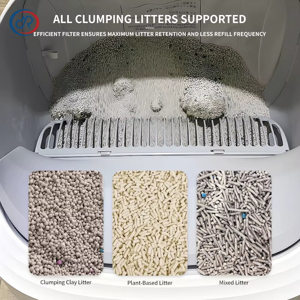 OKKPETS New Design Automatic Cat Litter Box APP Control Dual Safety Sensors Self Cleaning Litter Box with Open-Top Design
