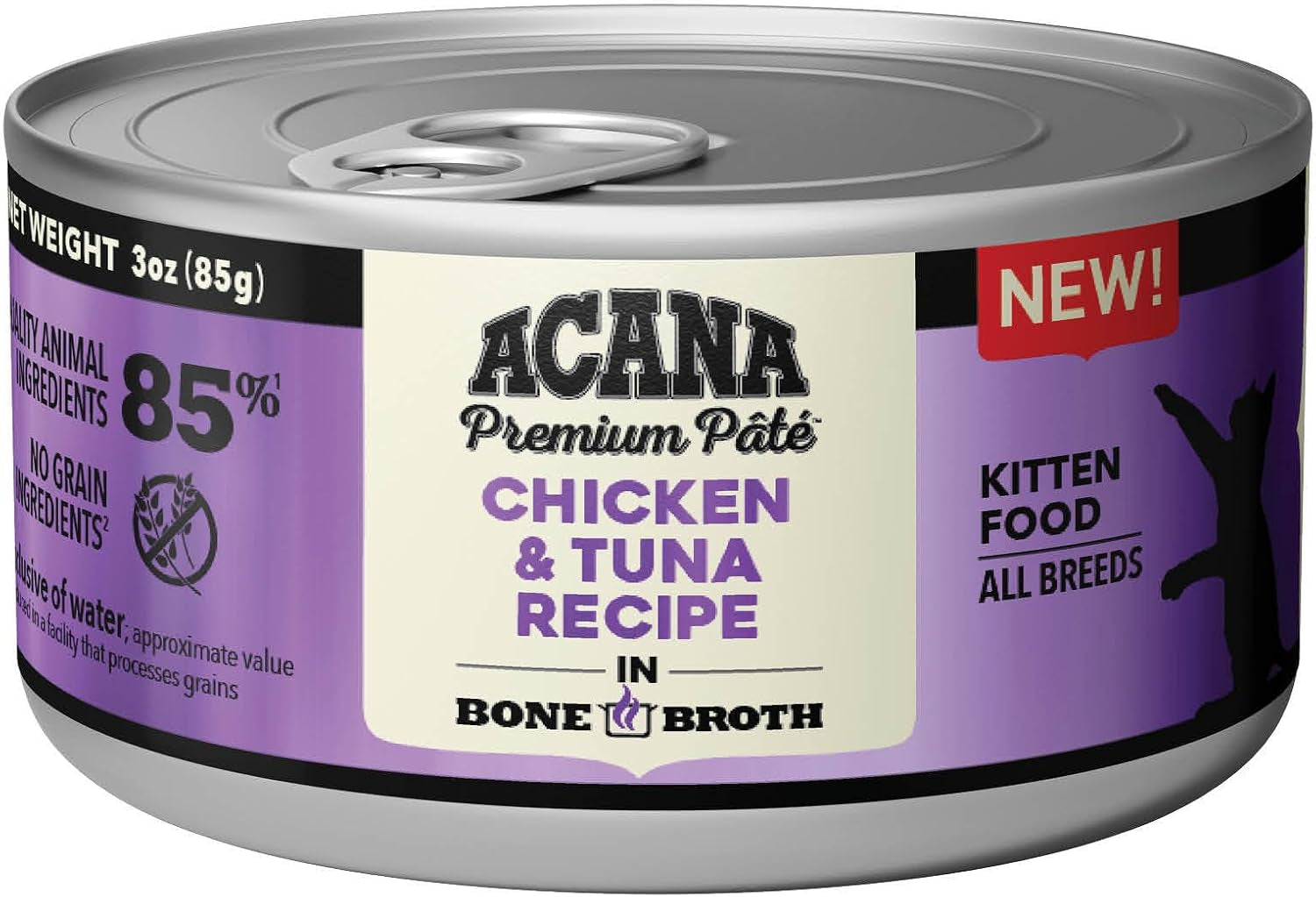 Premium Pate Kitten Wet Cat Food in Bone Broth Chicken + Tuna Recipe 3Oz Cans (24 Count)