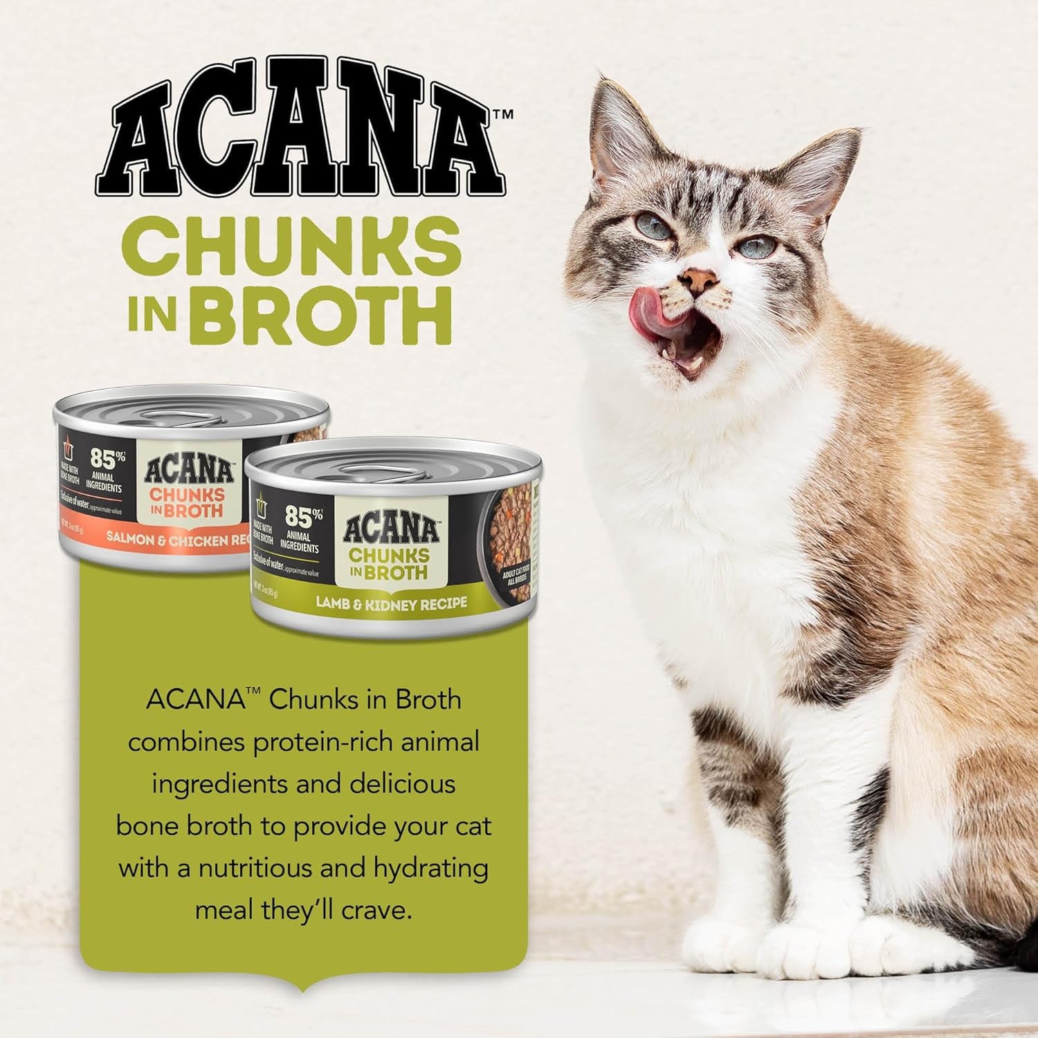 Chunks in Broth Wet Cat Food Variety Pack: Salmon & Chicken + Lamb & Kidney Recipes 3Oz Cans (12 Count, 6 of Each)