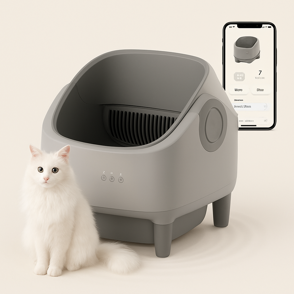 Self-Cleaning Cat Litter Box with APP Control | Open-Top Automatic Litter Box