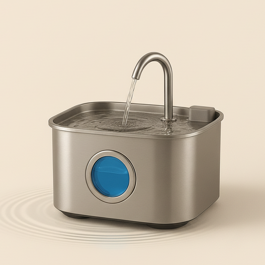 3.2L Stainless Steel Cat Water Fountain with Level Window | Automatic Pet Water Dispenser for Cats & Dogs