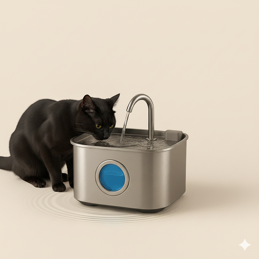 3.2L Stainless Steel Cat Water Fountain with Level Window | Automatic Pet Water Dispenser for Cats & Dogs