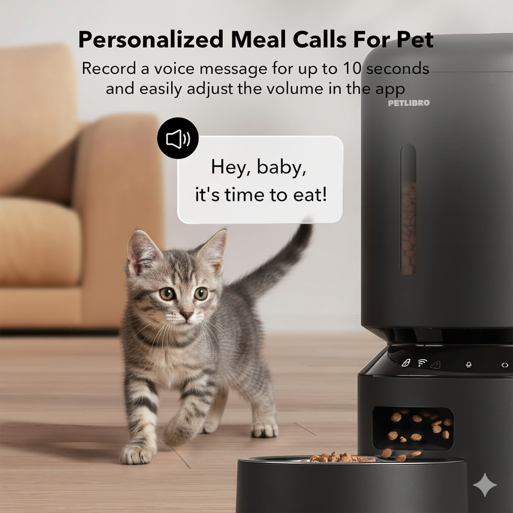 5L WiFi Automatic Cat & Dog Feeder – Smart Pet Food Dispenser with App Control, Freshness Lock, Low Food Sensor & Up to 10 Meals/Day (Black)