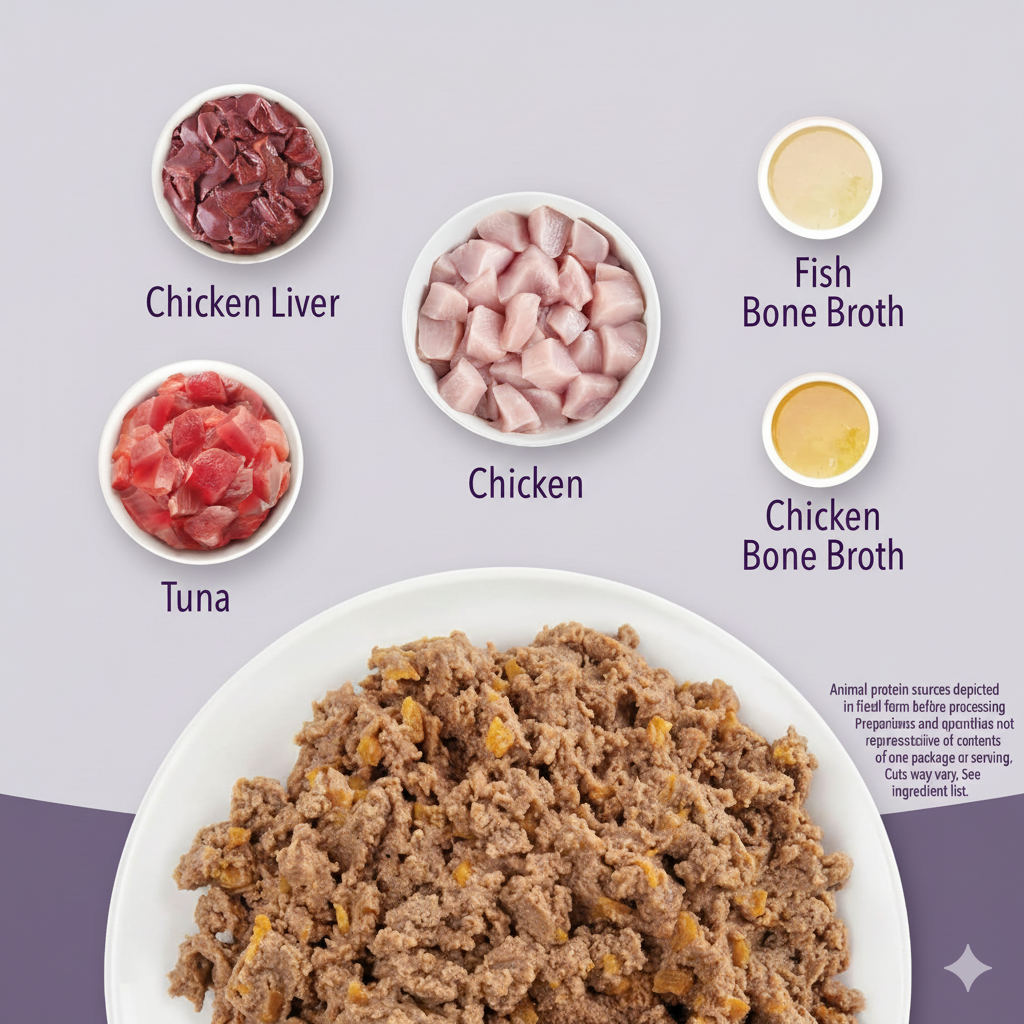 Premium Kitten Pâté Wet Cat Food with Bone Broth – Chicken & Tuna Recipe, 3oz Cans (24 Pack)