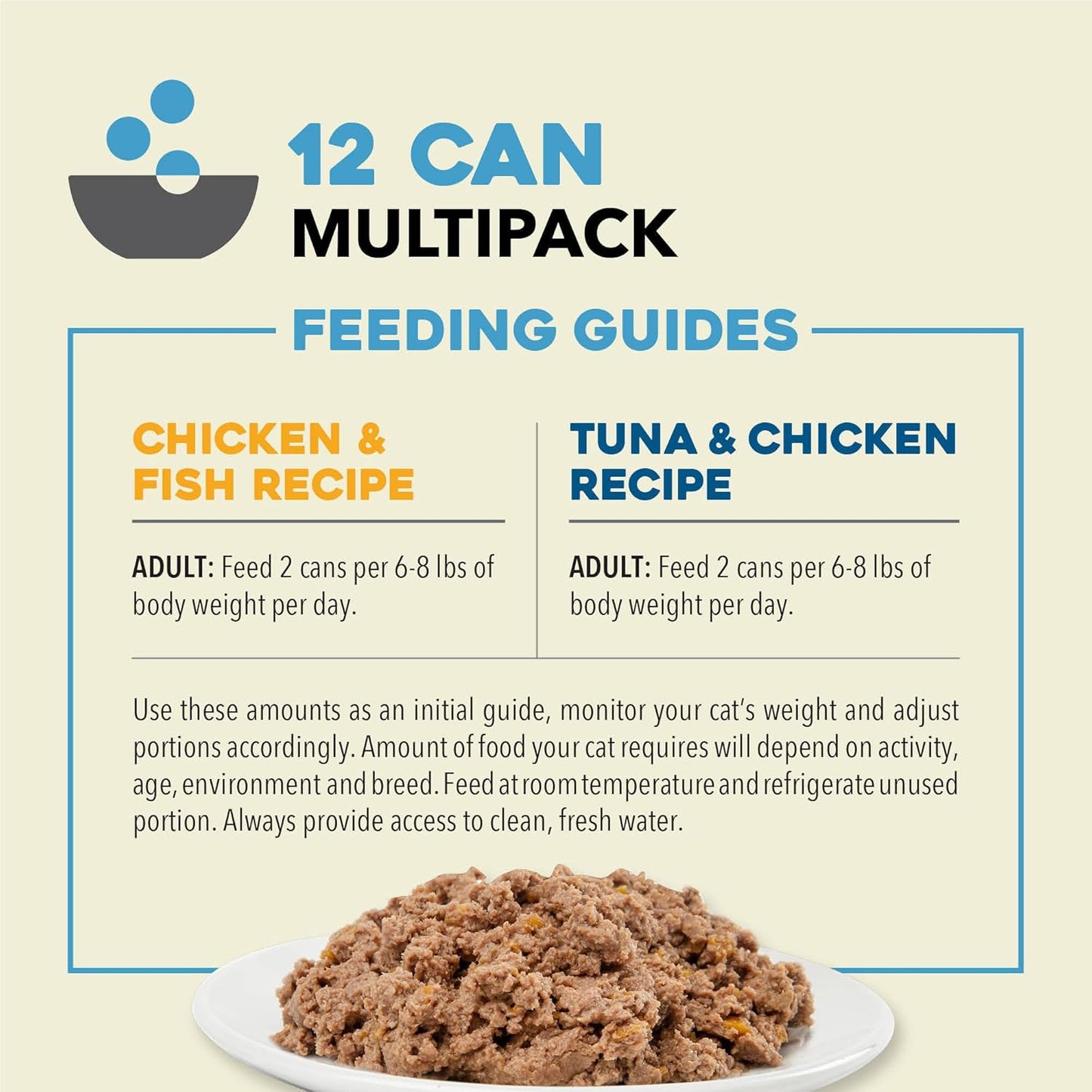 Premium Pate Wet Cat Food in Bone Broth Variety Pack: Chicken & Fish + Beef Chicken & Tuna Recipes 3Oz Cans (12 Count, 6 of Each)