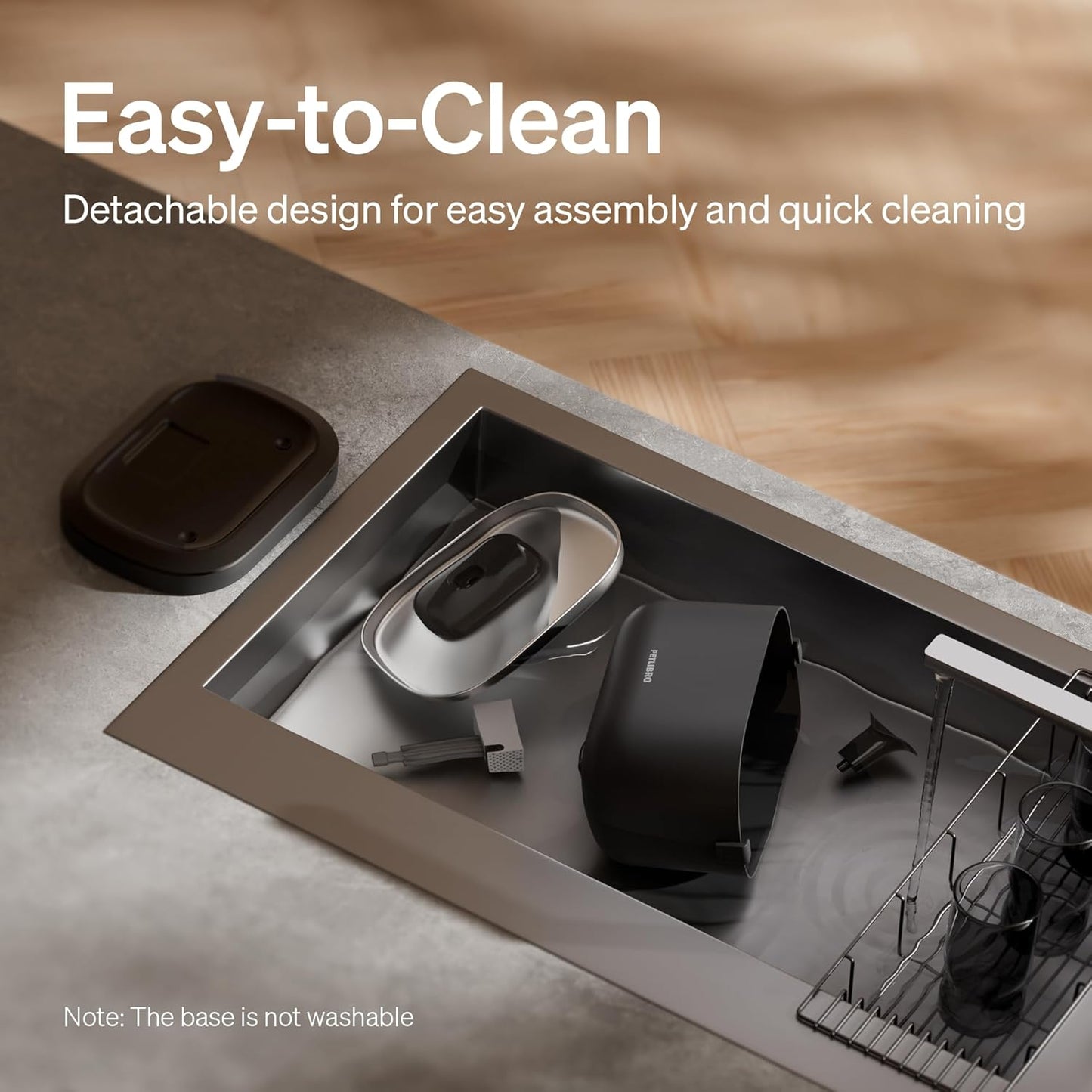 Cordless Cat Water Fountain - 2.5L Battery Operated Indoor Water Dispenser with Stainless Steel Tray, BPA-Free and Easy to Clean