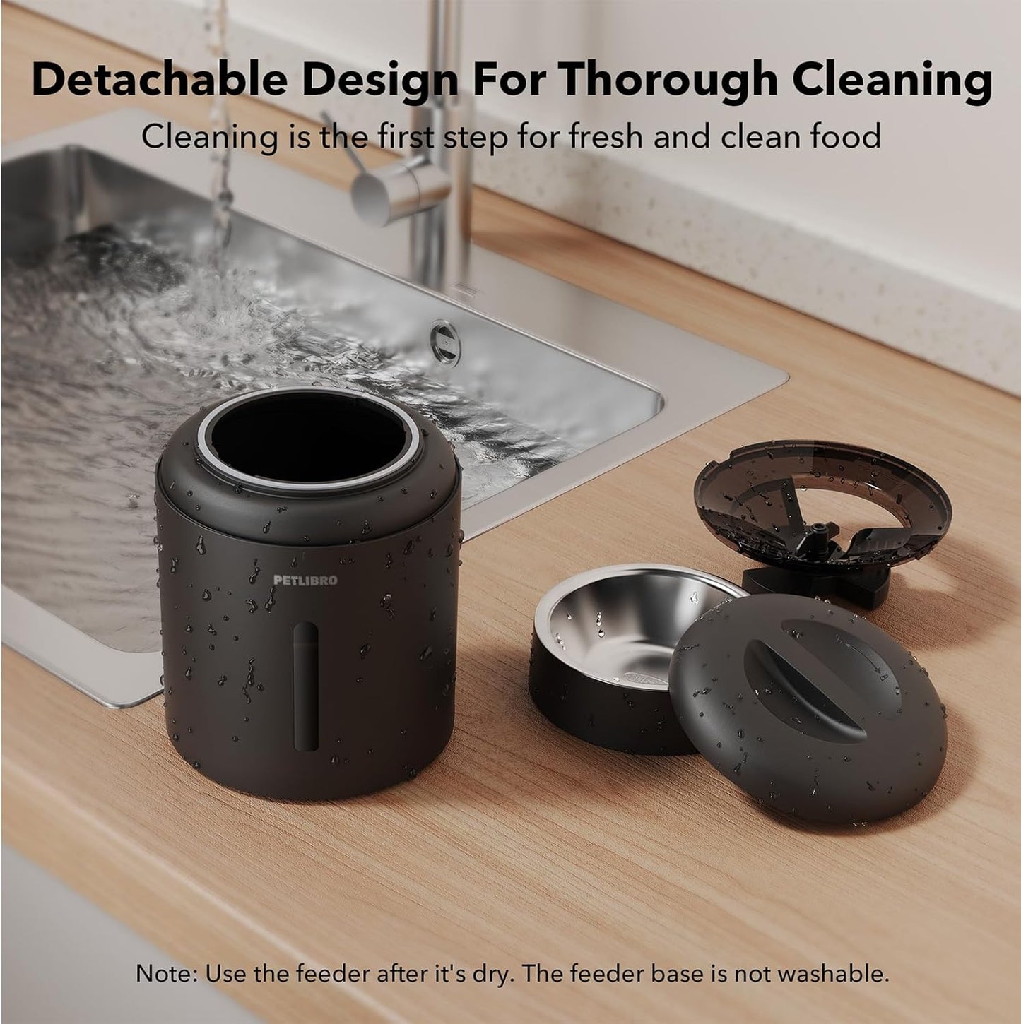 5L WiFi Automatic Cat and Dog Feeder with Freshness Preservation, Low Food Sensor, and Timed Meal Dispensing for Up to 10 Meals per Day - Black