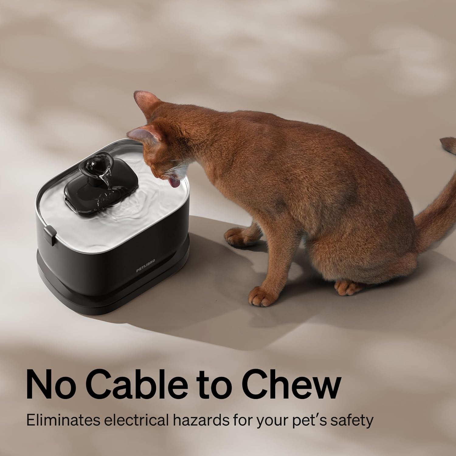 Cordless Cat Water Fountain - 2.5L Battery Operated Indoor Water Dispenser with Stainless Steel Tray, BPA-Free and Easy to Clean